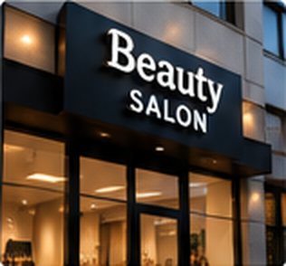 Beauty salon storefront sign